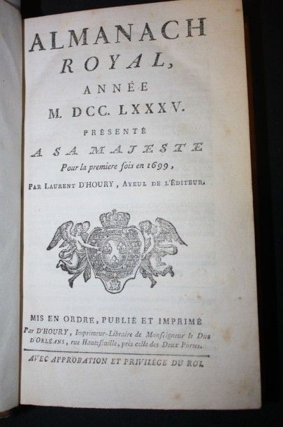 null Almanach Royal pour l’année 1785.Paris, D’Houry, 1785, in-8 veau marbré