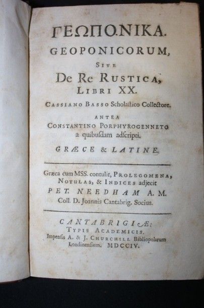 null Geoponicorum De re rustica. Cassiano Bosso.Cambridge, Churchill, 1704, in-8...