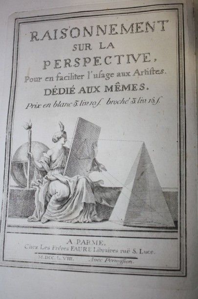 null Raisonnement sur la perspective.Parme, Frères Faure, 1758, petit in-folio broché...