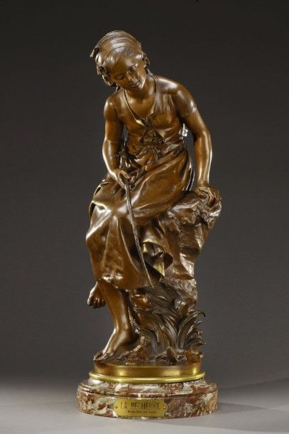 Mathurin MOREAU (1822-1912) Mathurin Moreau (1822-1912)

« Pêcheuse à la ligne »

Bronze,...