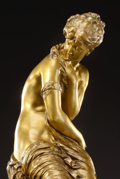 Mathurin MOREAU (1822-1912) Mathurin Moreau (1822-1912)

« La frileuse »

Bronze,...