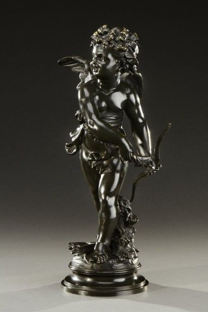 Émile Bruchon Émile Bruchon

« Cupidon »

Bronze, patine noire nuancée.

Signé.

Hauteur...