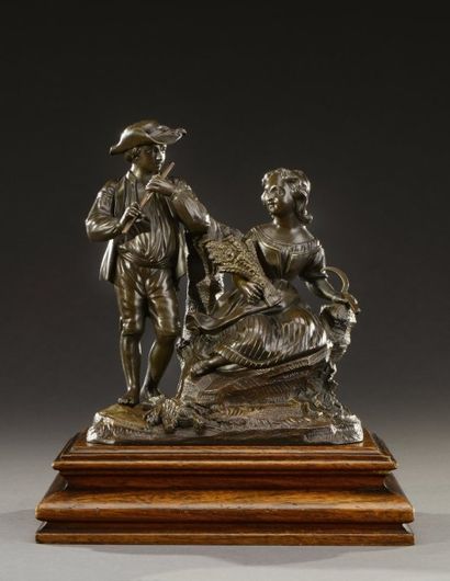 null « Couple de paysans »

Bronze, patine brune nuancée, socle en bois. Fonte fin...