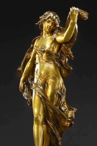 Eugène MARIOTON (1857-1933) Eugène Marioton (1857-1933)

" Nymphe dansant "

Bronze,...