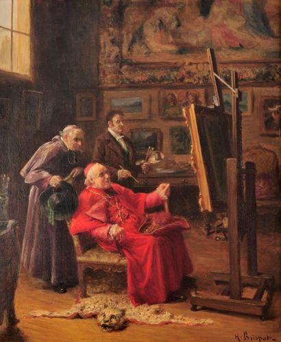 Henri BRISPOT (1846-1928) Henri Brispot (1846-1928)

" Dans l'atelier, l'Evêque admirant...