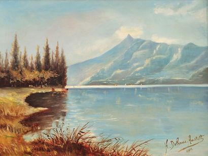H.Delhome-Anstelt (XXème) H.Delhome-Anstelt (XXème)

" Lac en Savoie "1903

Huile...