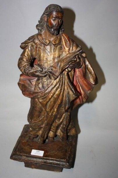 null Beau Christ en bois sculpté polychromé et doré, damasquiné.

Espagne XVIIIème...