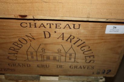 null 12 B CHÂTEAU CARBON D'ARTIGUES Rouge (Caisse Bois) Graves 1992