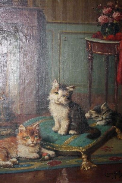 Léon HUBER (1858-1928) Léon HUBER (1858-1928)

"Les trois chatons" 

Huile sur toile...