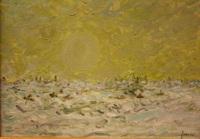Jean FUSARO (né en 1925) Jean FUSARO (né en 1925), "Soleil dans la brume", huile...