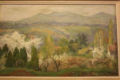 Ernest Mandler Ernest Mandler, 1945, paysage de provence, huile sur toile, signée...