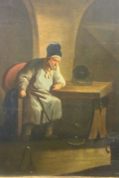 null Ecole Flamande du XVIIIème siècle

L'alchimiste à sa table

Huile sur panneau.

25,5...