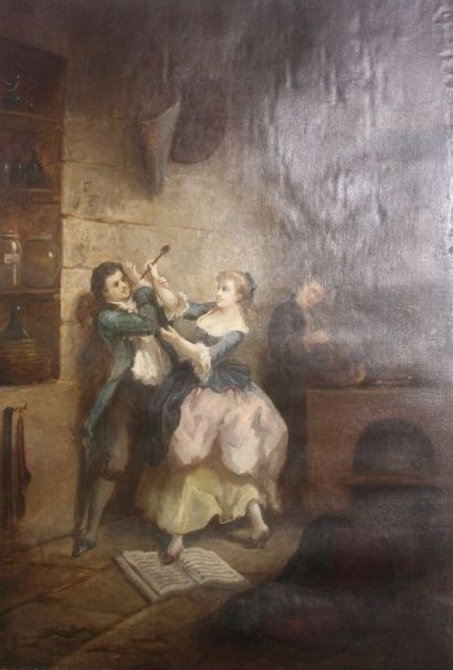 null Ecole française du XIXème siècle

Jeune couple s'amusant

Huile sur toile.

92...