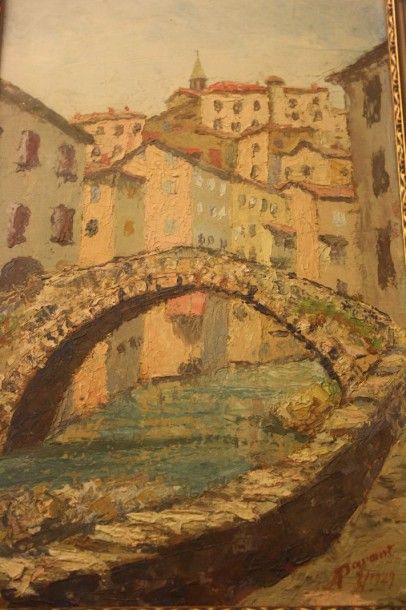 null Le pont, huile sur toile, porte une signature, datée en bas à droite, 1929....