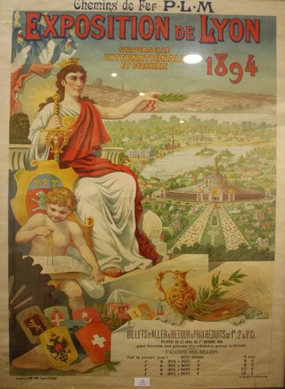 null Affiche lithographique pour l’Exposition de Lyon 1894, « Universelle, Internationale et...