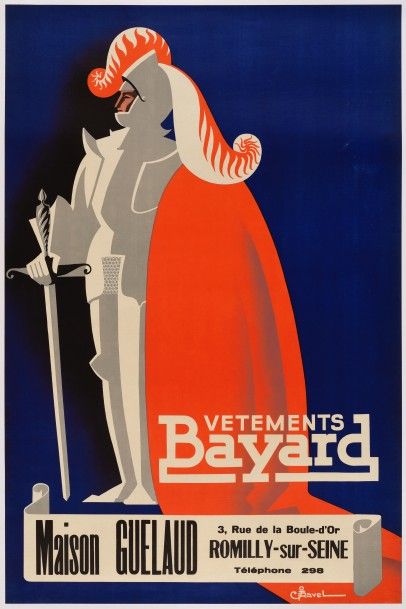 null Affiche publicitaire pour les Vêtements Bayard de Lyon par J. Ravel, circa 1930...