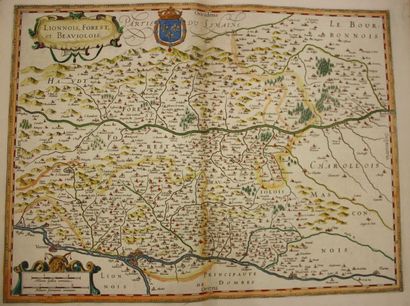 null Carte de la région de Lyon, Lyonnois, Forest et Beauiolois du XVIIe. Belle carte...