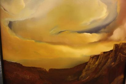 null Roland Burlet, paysage de montagne, huile sur toile signée en bas à droite,...