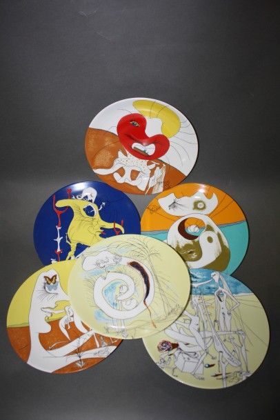 Salvador DALI (1904-1989) Salvador Dali (1904-1989)

Série de six assiettes en porcelaine...