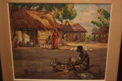null Géo François (1880-1968)

Village Batéké à Brazzaville

Gouache sur papier.

Signé...