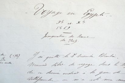 null INAUGURATION DU CANAL DE SUEZ. Novembre 1869. Manuscrit, titre (" Voyage en...