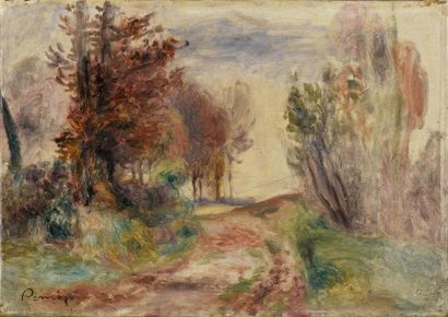 null Auguste Renoir (1841-1919)
"Paysage, chemin à la sortie d'un bois" 1895-1900
Huile...