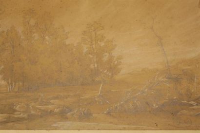 null Antoine Duclaux (1783-1868)
"Paysage"
Mine de plomb et craie blanche sur papier...
