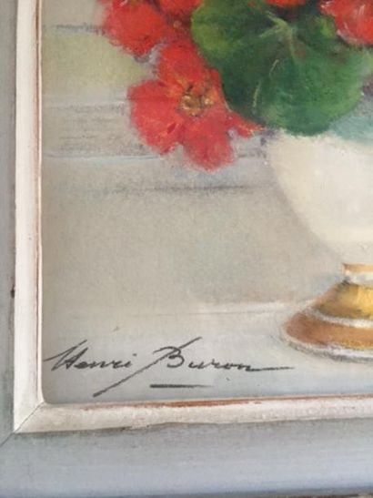 null Une Huile sur toile, Bouquet de fleurs, signée Henri Buron