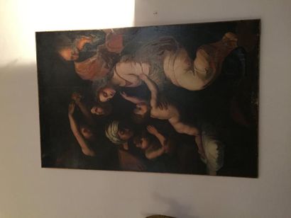  Ecole française d’après Raphaël, « la Sainte Famille », huile sur toile. 
XVIIIème...