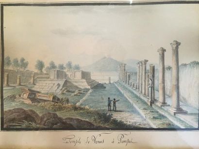 null Deux gouaches, « Entrée de la maison de Pansa » et « Temple de Vénus à Pompéi ».

XIXème...