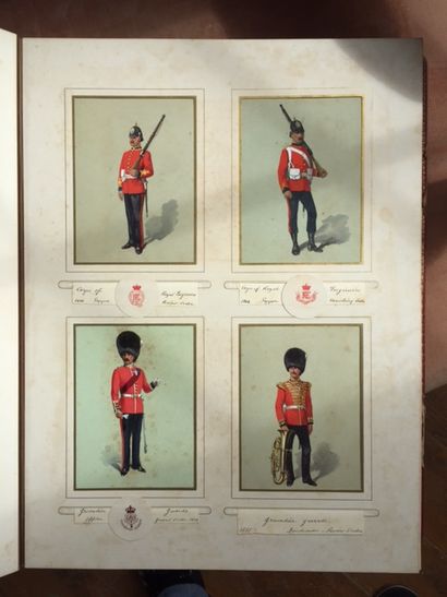 null Album d'aquarelles et gouaches. Uniformes régimentaires anglais.
Fin XIXème,...