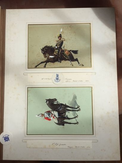 null Album d'aquarelles et gouaches. Uniformes régimentaires anglais.
Fin XIXème,...