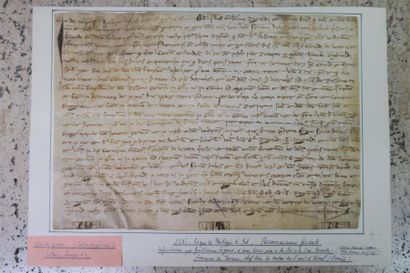 null CORREZE. Charte-partie du XIIIe siècle. Parchemin, 18 x 26 cm. En langue d'oc.
Reconnaissance...