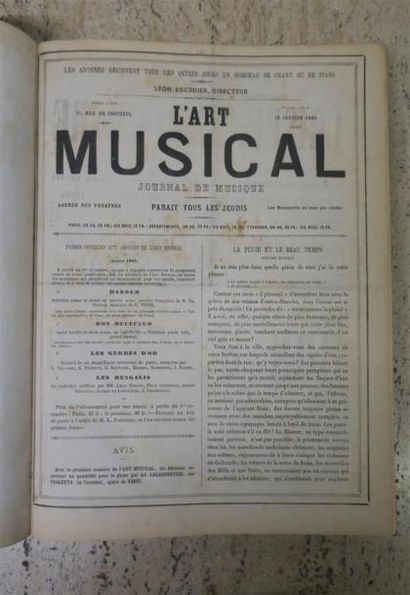 null L'ART MUSICAL, JOURNAL DE MUSIQUE. Un volume in-folio, ½ basane brune (coins...