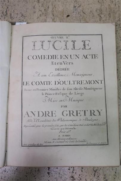 null ANDRE GRETRY. Lucile comédie en un acte et en vers dédiée à Son Excellence Monseigneur...