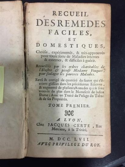 null Recueil des remèdes.... 1757. Un volume. Accidents.