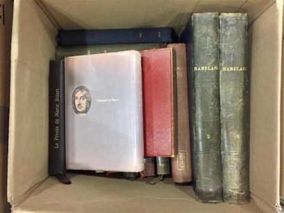 null Trois cartons de Littérature diverse : Faguet, Roustan, Rabelais (2 Volumes),...