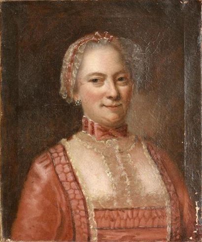 null ECOLE FRANCAISE Seconde Moitié du XVIIIe siècle
Portrait de femme en buste en...
