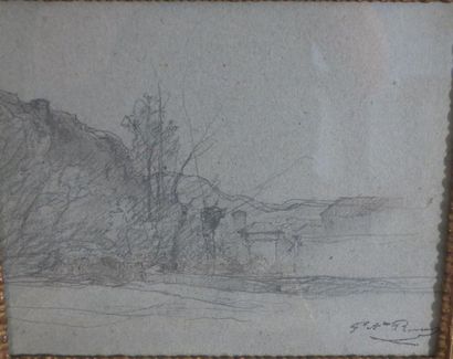 null François Auguste Ravier (1814-1895)
Les remparts
Mine de plomb sur papier gris
Cachet...