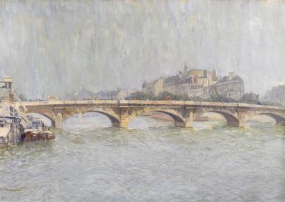 null Albert Hubert (1878-?)
Pont-Neuf (?) à Paris
Huile sur toile
Signée en bas à...