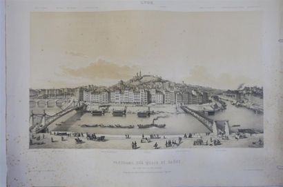 null LYON - THENOT (école lyonnaise du XIXème siècle)
Panorama des quais de Saone,...