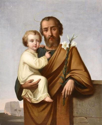 null Attribué à Gabriel Tyr (1817-1868)
Saint-Joseph et l'Enfant Jésus
Huile sur...