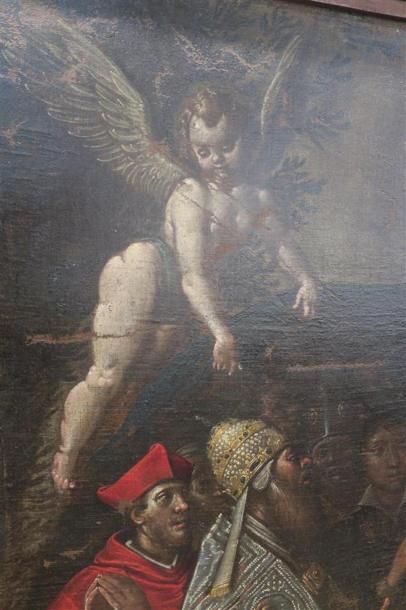 null ECOLE FLORENTINE Vers 1600.
La Vierge avec l'Enfant Jésus, le pape saint Marcel,...