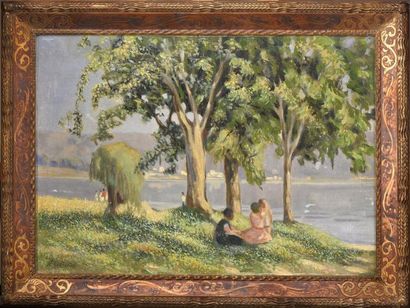 null Nicolas Evreinoff (1879-1953)
Repos près du lac
Huile sur toile
Signée en bas...