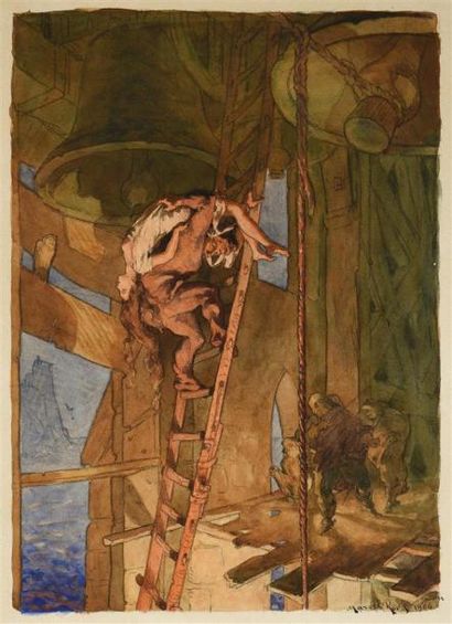 null Marcel Roux (1878-1922)
Quasimodo portant Esmeralda 1904
Aquarelle, mine de...