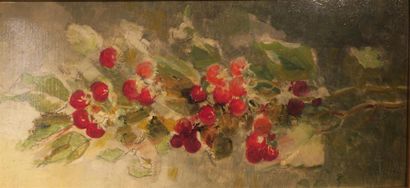 null Antoine Marzo (1853-1946)
Branche de cerises
Huile sur carton
Signée en bas...