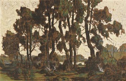 null Eugène Brouillard (1870-1950)
Personnages sous les grands arbres
Encre, gouache...