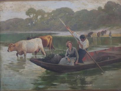 null Edouard Debat Ponsan (1847-1913)
"Riant Passage" 1908 
Huile sur toile
Signée...