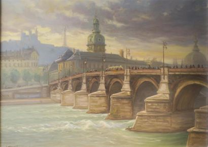 null Nicolas Safronoff (XXème siècle)
Le pont de la Guillotière
Huile sur Isorel
Signée...