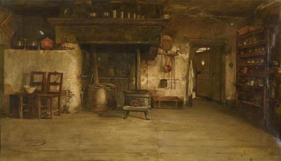 null Charles Bertrand D'entraygues (1851-1906)
"Interieur Paysan" 1882
Huile sur...